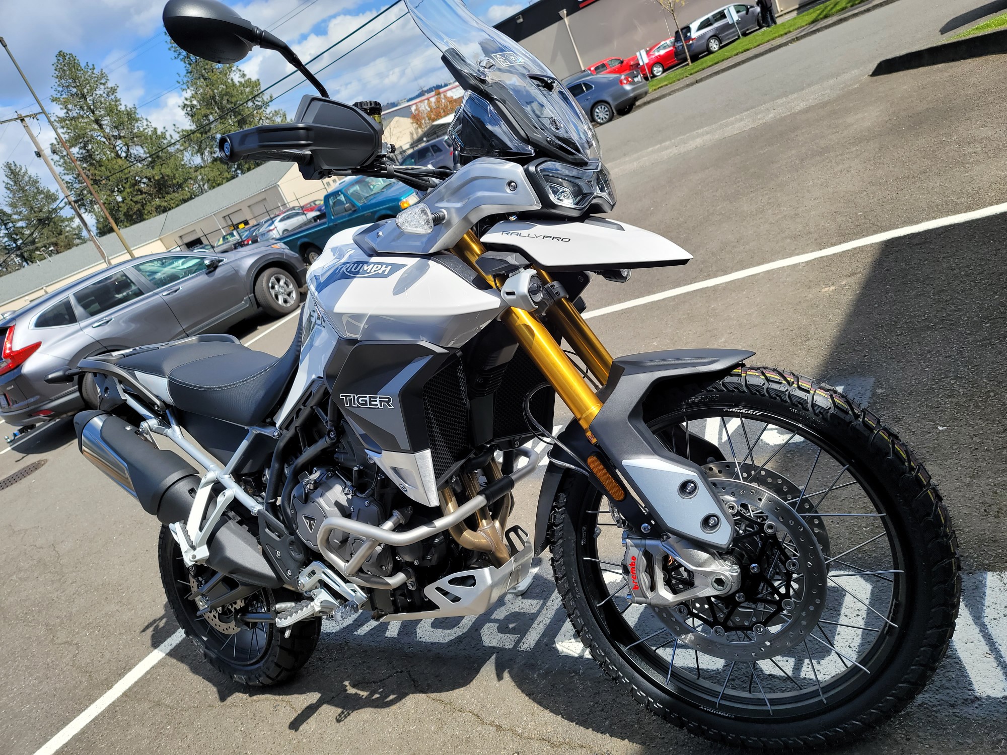 Motorcycle at dealer ready for pickup